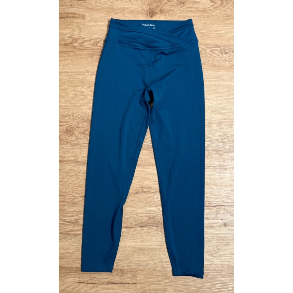 Sweaty Betty All Day 7/8 Leggings Wrap Waistband Yoga Pants Teal Blue US Size 6